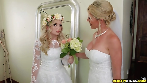 Sexy blonde babe with huge dildo and approve gets fuck