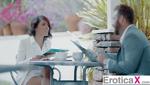 Hairy pussy and mouth fucking at the pool