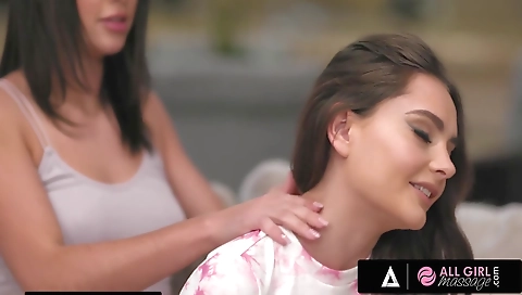 Horny lesbians get it on the bed