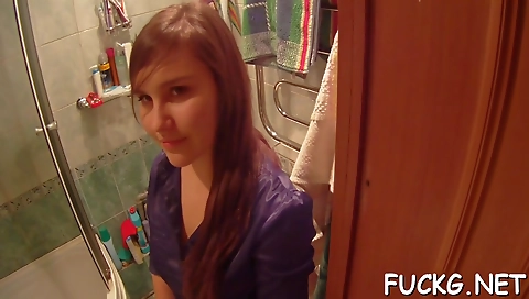 Sexy blonde fucked by a toyer